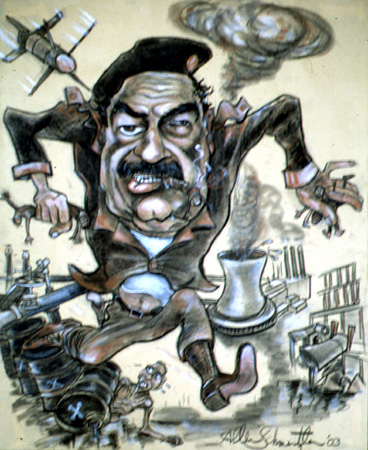 caricature of Saddam Hussam
